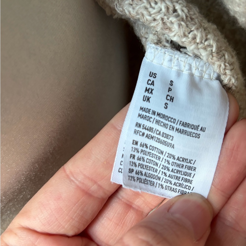 American Eagle Oatmeal Beige Marled Knit Open Front Cardigan Small - Picture 7 of 8